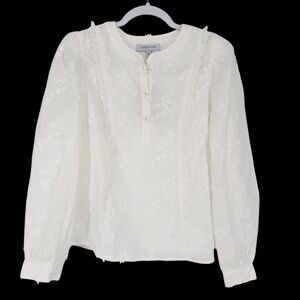 NEW CARTOLINA NANTUCKET The Margaret Top Blouse in White XS
